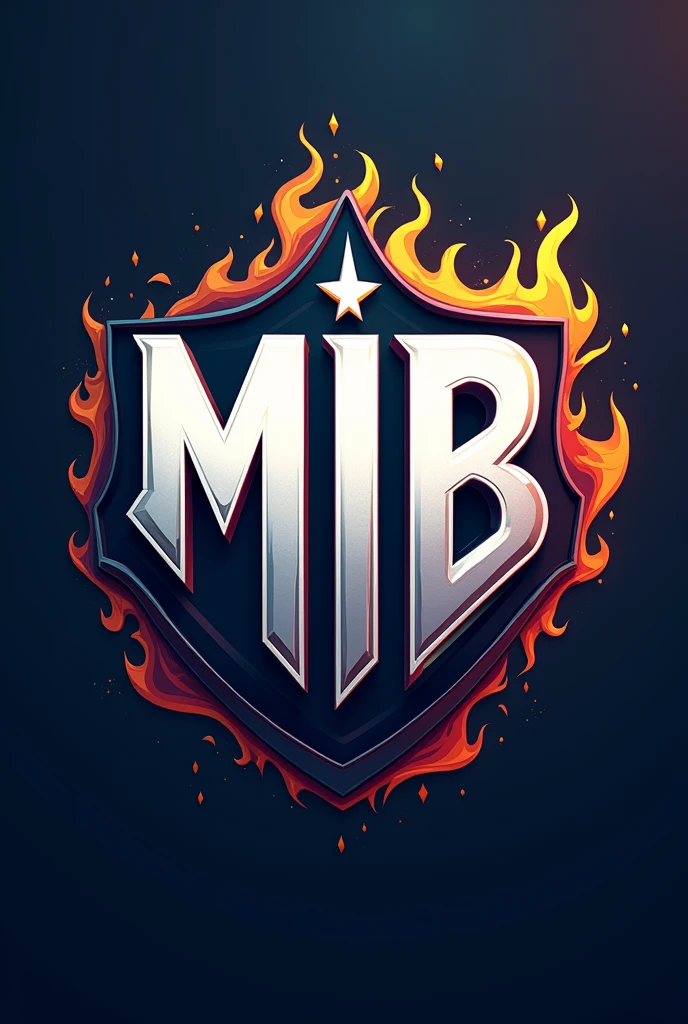 Create a professional Free Fire sports logo with the name "MIB", Using the colors of the Spanish team Real Madrid.