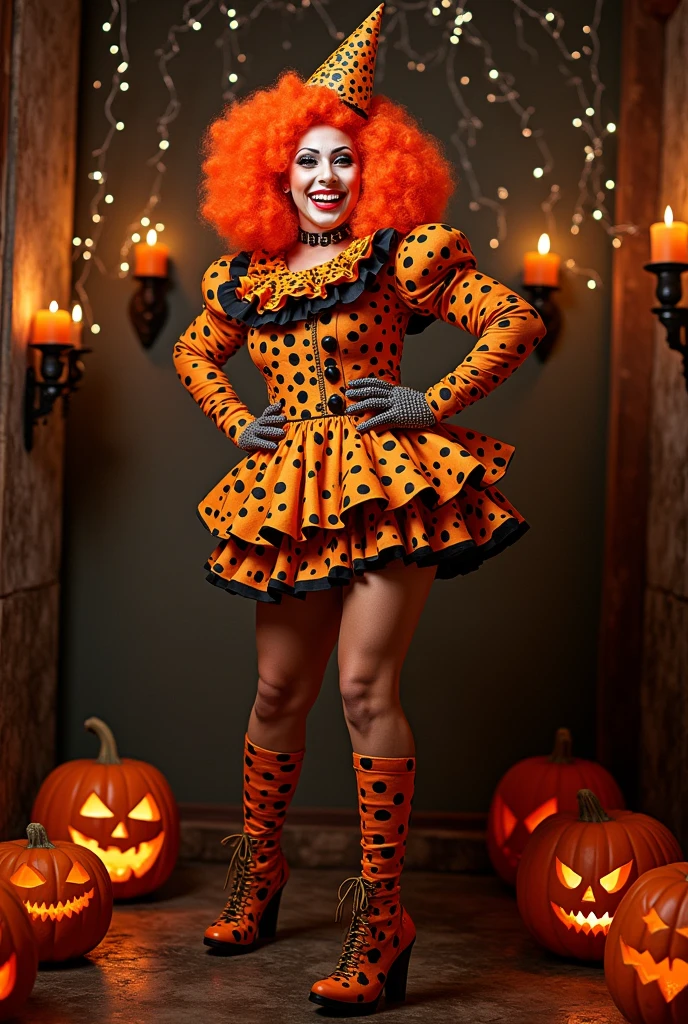 Drag queen named cookie clown in a halloween look