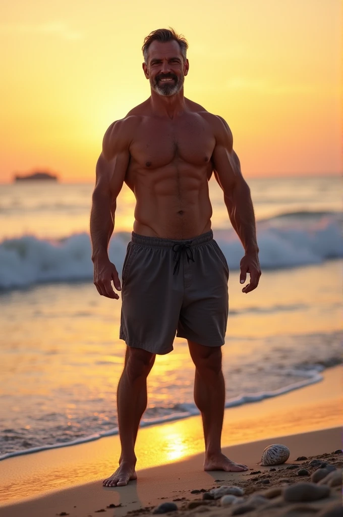 50-year-old man, muscular Completely naked