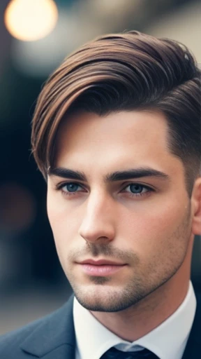 An English man with short hair focusing on his face.