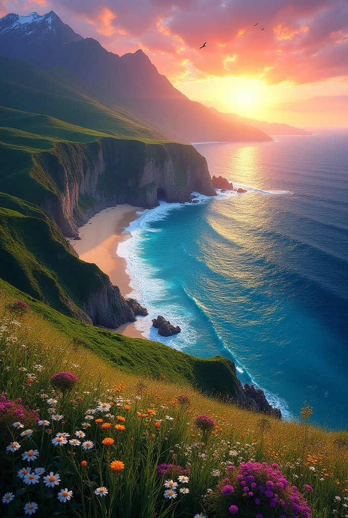 Sea,mountain colour full art work