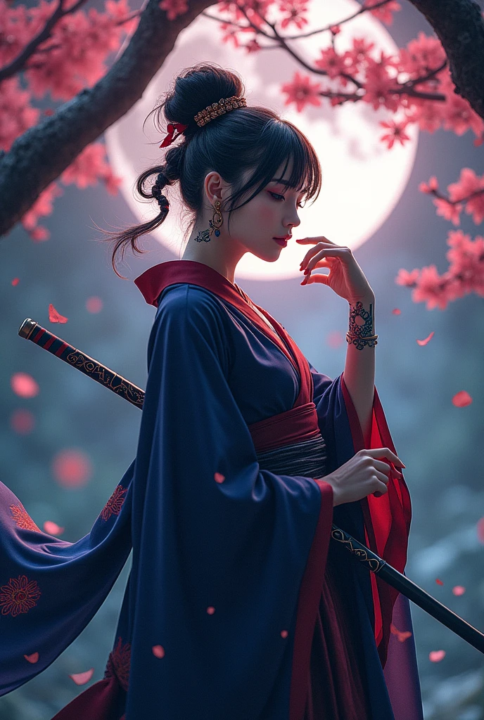 Create a drawing in the style of the official game art "genshin impact" with the combination of Kaedehara Kazuha's appearance and Scaramouche