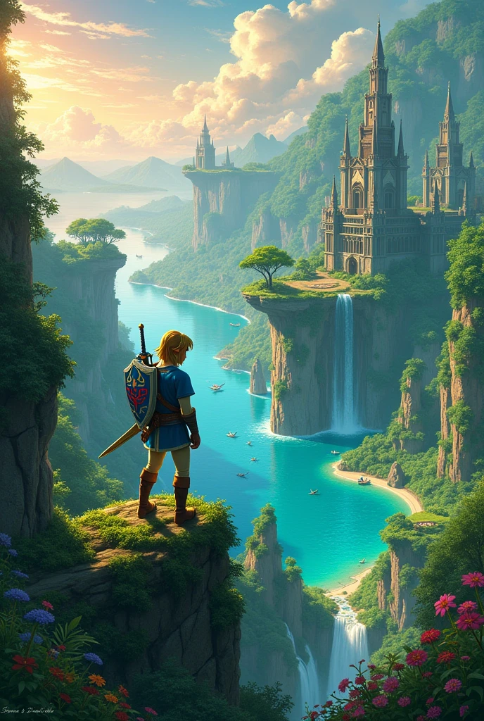Paysage the legend of zelda île fantastique