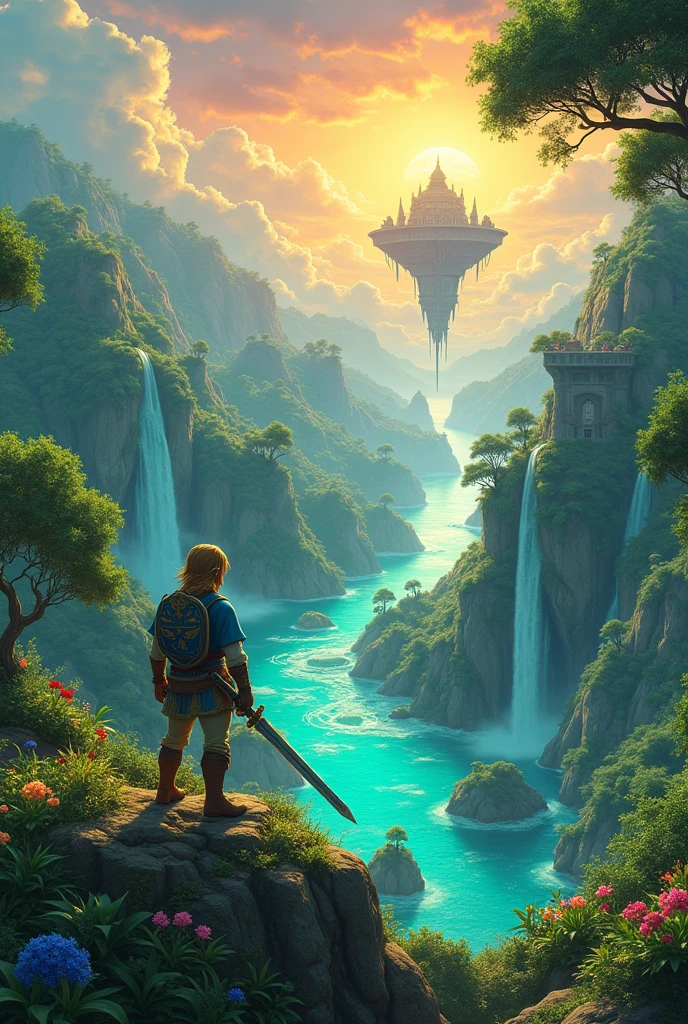 Paysage the legend of zelda île fantastique