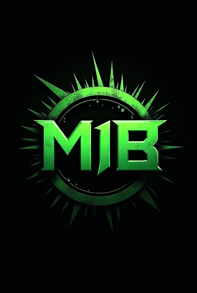 Create a professional sports logo with the name "MIB", using black and green colors