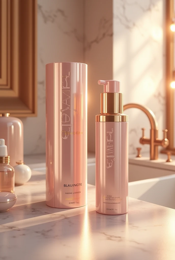 Hair treatment product for damaged hair, whose packaging must be premium line in gold and light pink with a push-type dosing valve with an innovative design with the brand name JOME hair treatment and its respective box that appears as a model