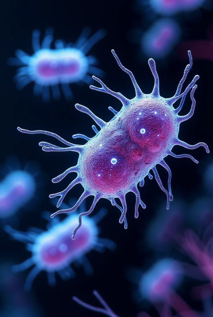 Escherichia coli in microscope, with 400x total magnification (10x eye piece, high power objective lense 40x), using negative staining technique