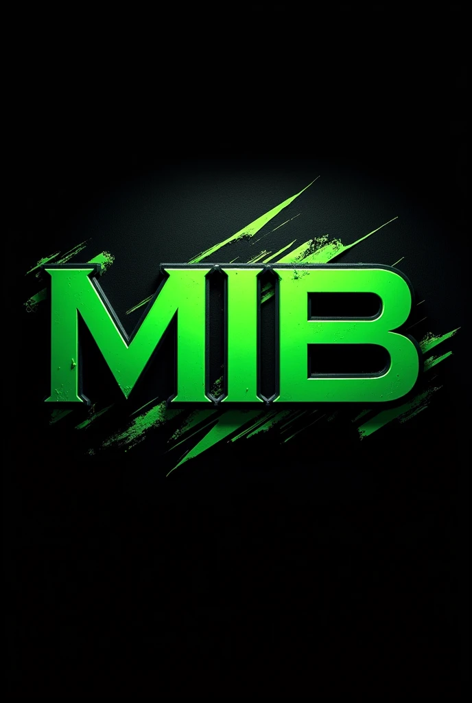 Create a professional sports logo with the name "MIB", using black and green colors