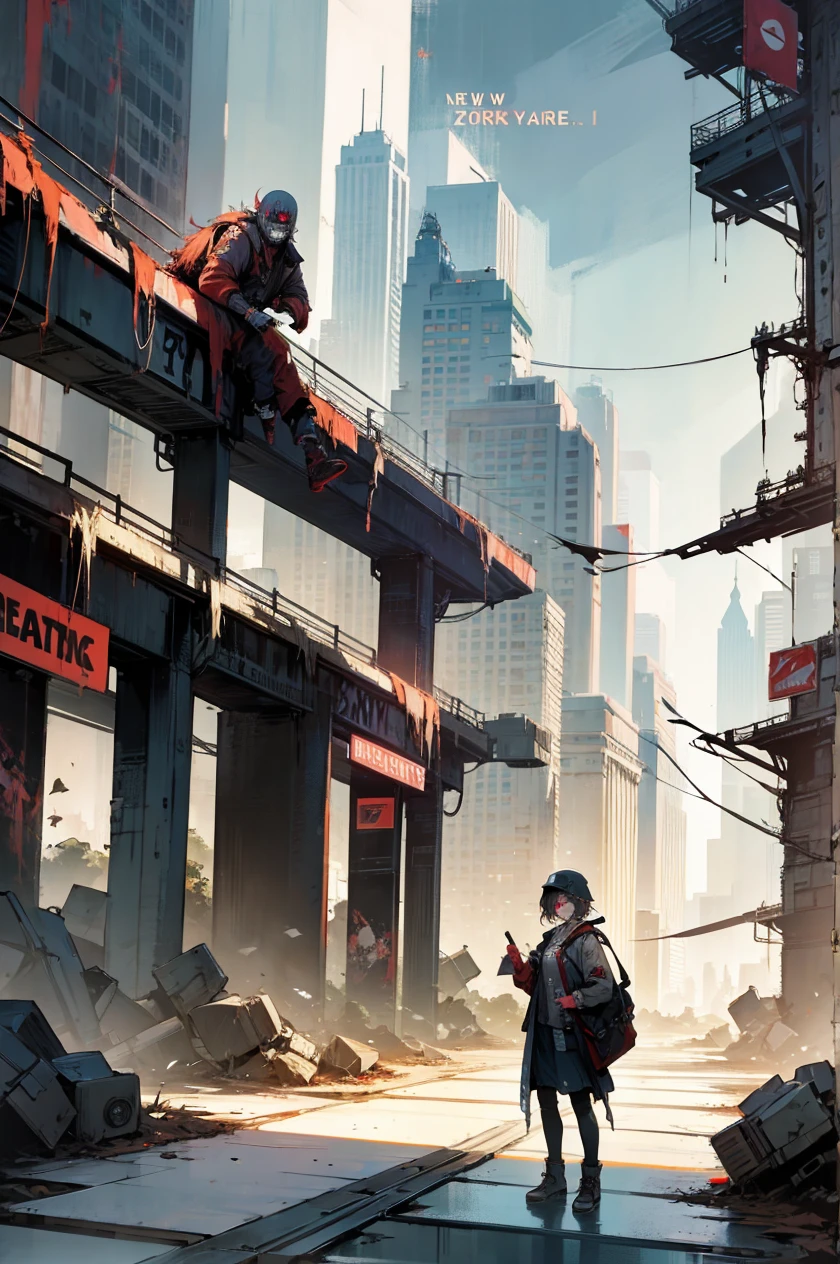 new York, apocalypse, zombies, , retro style