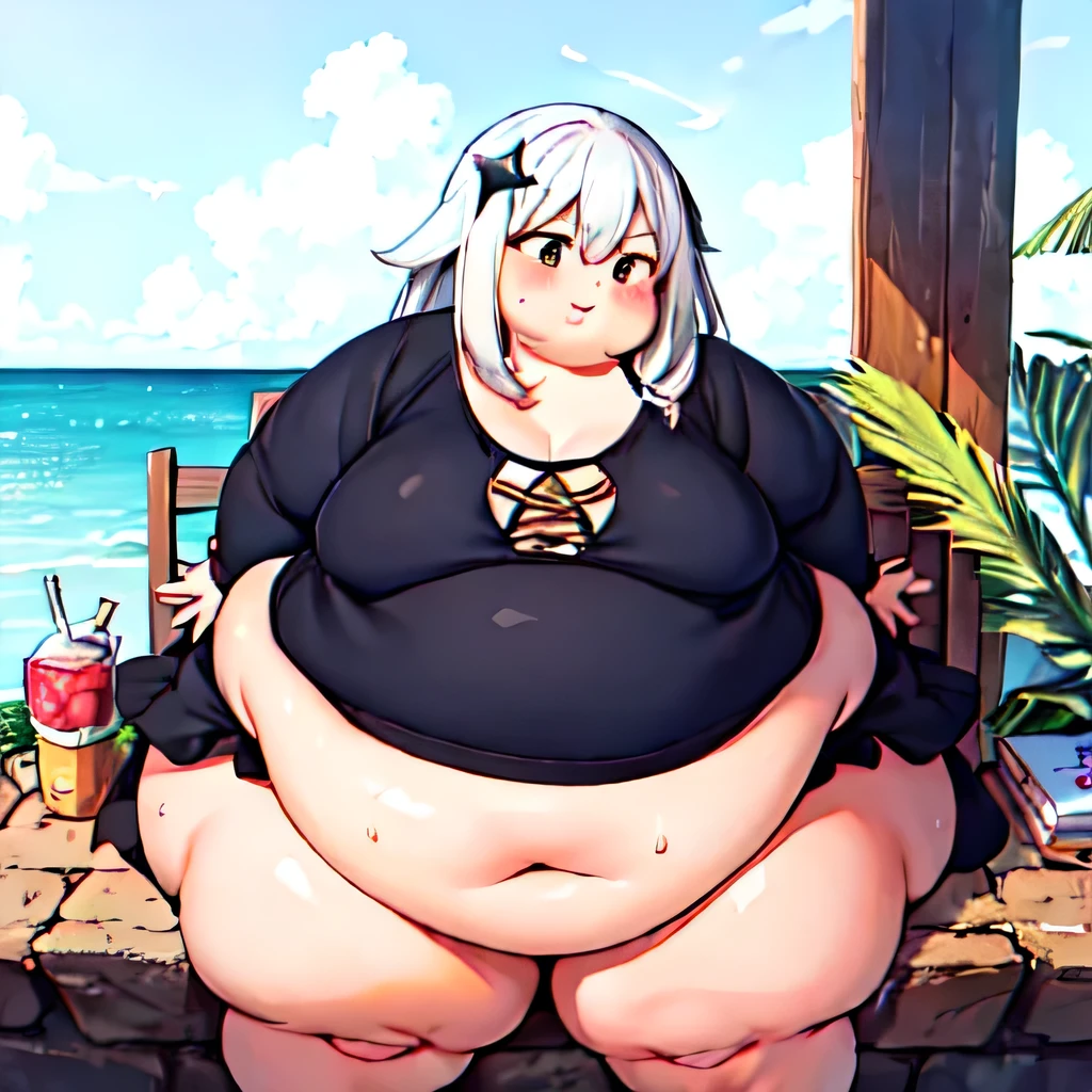 paimon,1woman_,White hair,Alone, surprised, dress, smile, blush, Alone, 1 girl, ssbbw, big cheeks, BBW, severe obesity, 600 pound obese woman., without students, ultra detailed, masterpiece, Best Quality, Aesthetic, detailed, Fluffy and fat face, big butt, big cheeks, obese body, sexy, obese girl, happy, cute expression, Very hot, BBWchan, nsfw art, Manhwa, oppai proportions, she has a round belly, fat and wavy, swelling of the body about to explode, thick, with big breasts, Doujin, muslos muy thicks, obese arms, obese belly, big cheeks, lazy body, sweat, in 4, morbid obesity, Hot bikini, doggy style, 6 year ,