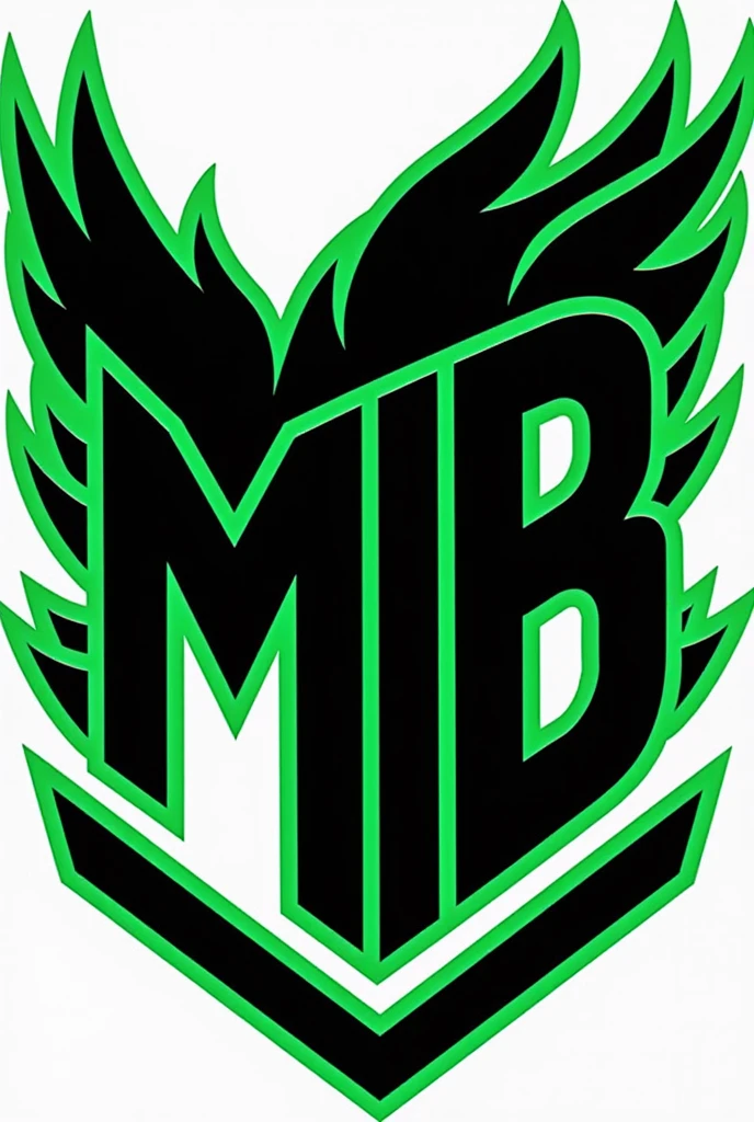 Create a professional sports logo with the name "MIB", using black and green colors