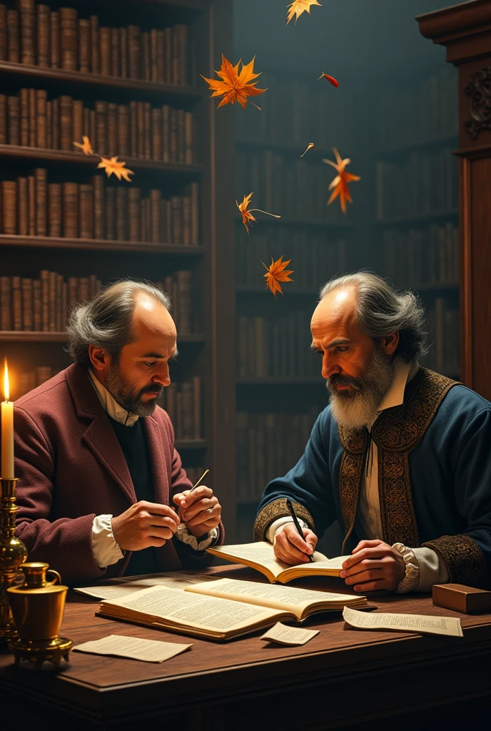 Create an image about the influence of Montaigne on Shakespeare,Nietzsche and so on