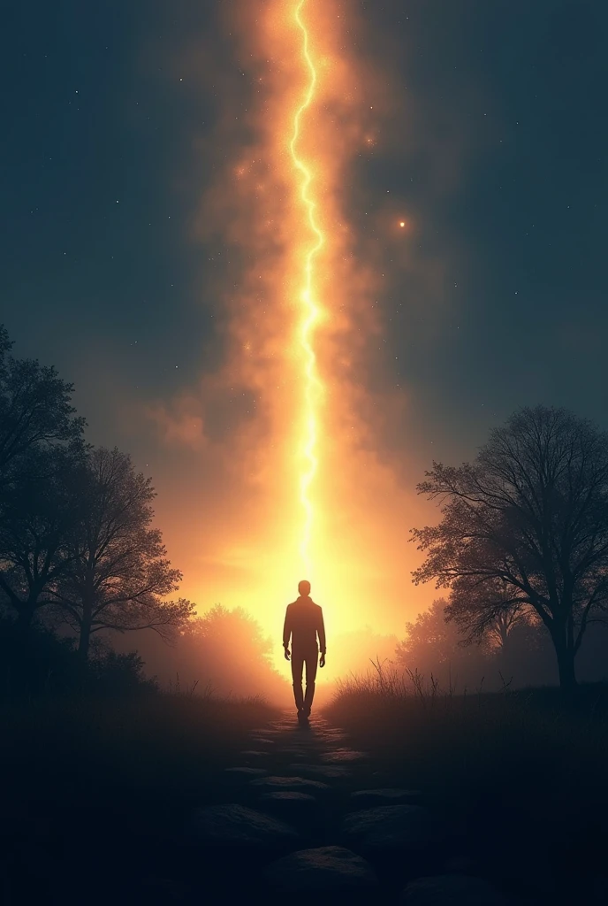 A silhouette of a person walking towards a bright light, representing the continuation of the journey towards a better future. This could be symbolic of perseverance and hope.