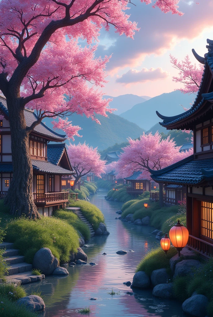 Japanese Zelda village scenery 