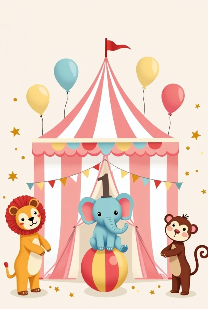 Light pink circus 1st birthday invitation