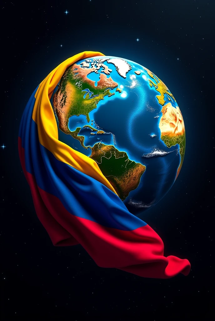 Planet Earth with the Venezuelan flag