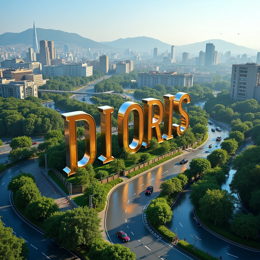 Those bold and giant DIORIS letters aerial view 