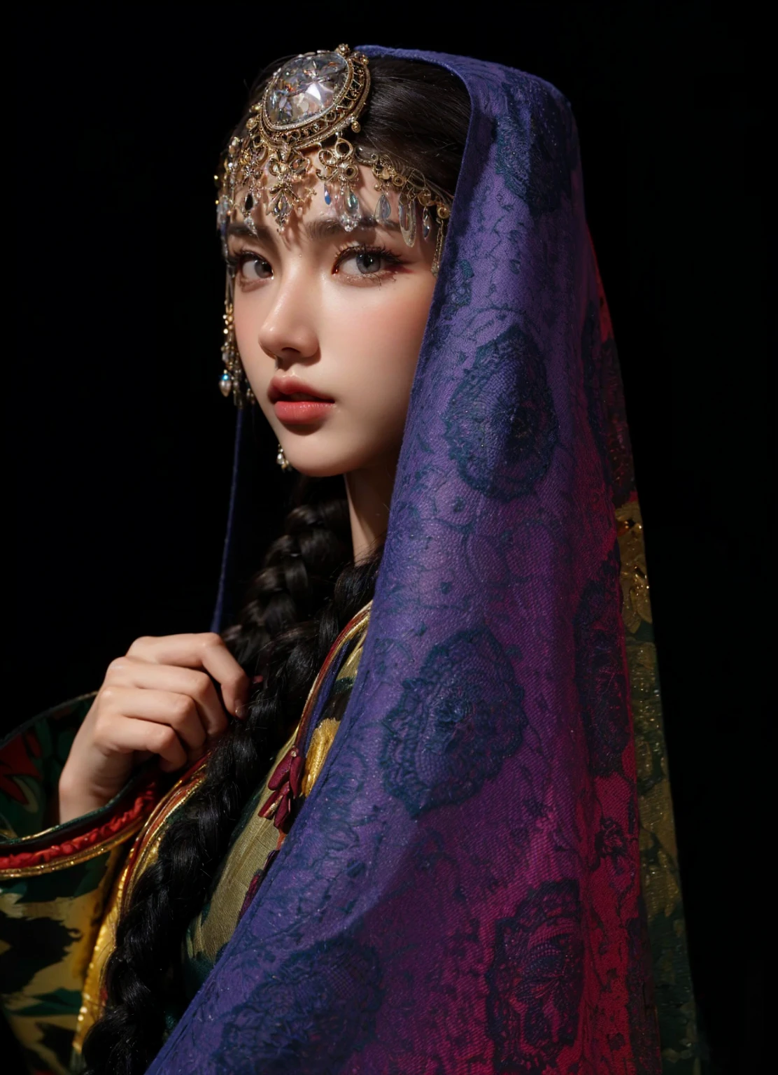 Game Art，CG Animation，Best image quality，Maximum resolution，8K picture quality，(A bust photo)，(portrait)，(Head close-up)，(Rule of Thirds)，Unreal Engine 5 rendering works，20 year old girl，((Queen))，The eyes are very detailed，(Large Breasts)，Elegance and nobility，Ray Tracing，Game CG，((3D Unreal Engine))，OC rendering reflection mode，4K，Ultra-clear，Translucent lace，Fair and plump figure，Pretty Face，Glossy Gel Coat，身着华贵礼服的Queen，Gorgeous clothing，Luxurious and exquisite jewelry，Colorful makeup，Full figure，Dark red lipstick，精致Gorgeous clothing，Supermodel，Gold Jewelry，Luxurious clothing，Gold and diamond jewelry，Rich facial details，Delicate and delicate skin texture，Gorgeous eyeshadow makeup，Three-dimensional facial features，Gold Skirt，Fingers straightened
