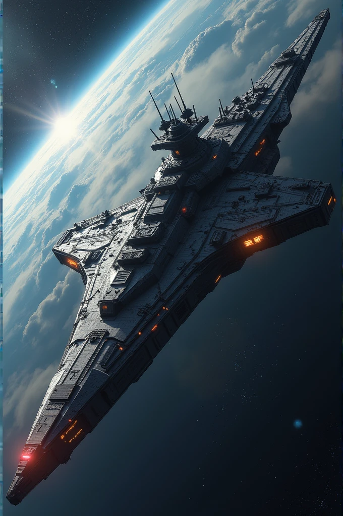 Create for me a massive space battleship as large as a planet