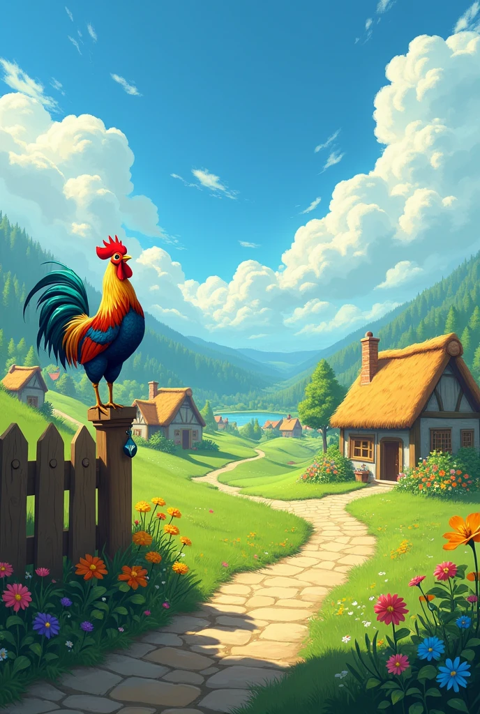 Village landscape, cock-a-doodle-doo, Zelda 
