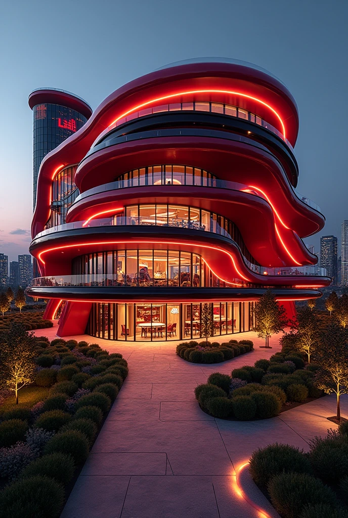 Create an architectural project for a casino, with its architecture inspired by a poker chip
