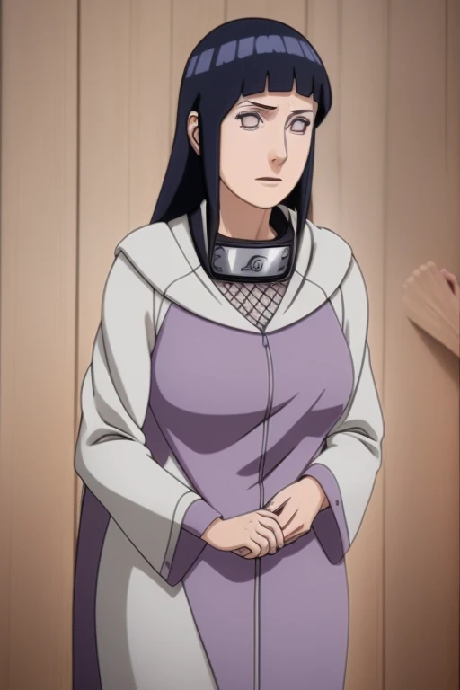 A beautiful mature woman, Hinata Hyuuga Uzumaki, 34 years old, a housewife character from the anime Boruto: Next Generations, detailed realistic portrait, large breasts, long dark hair, pale skin, serene expression, intricate detailed face, delicate features, beautiful eyes, high quality, cinematic lighting, photorealistic, digital art