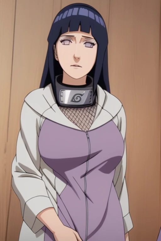 A beautiful mature woman, Hinata Hyuuga Uzumaki, 34 years old, a housewife character from the anime Boruto: Next Generations, detailed realistic portrait, large breasts, long dark hair, pale skin, serene expression, intricate detailed face, delicate features, beautiful eyes, high quality, cinematic lighting, photorealistic, digital art