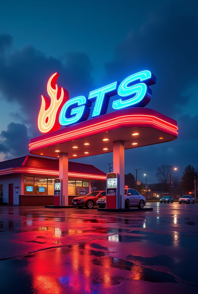 Create an image that says GTS Network, for a gas station 