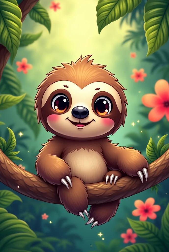 A sloth in the form of an animated sticker