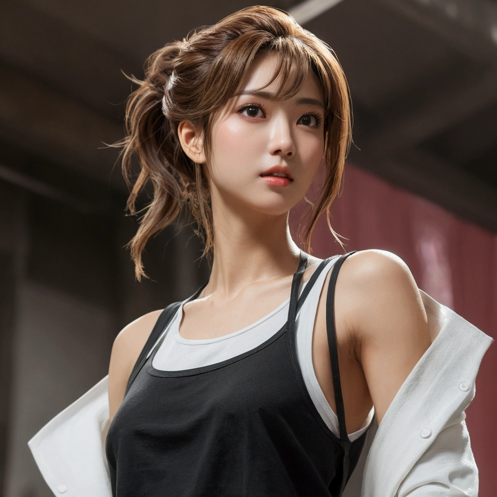 Prompts
Copy
((Best quality, 8k, Masterpiece :1.3)), 1girl, Pretty woman with emphasizing slender abs :1.3, (random hairstyles :1.2), Oversized tank top :1.2, Ultra-detailed face, Detailed eyes, Double eyelid, armpit