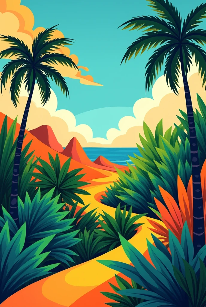 Cuban avant-garde style image simple landscape drawing