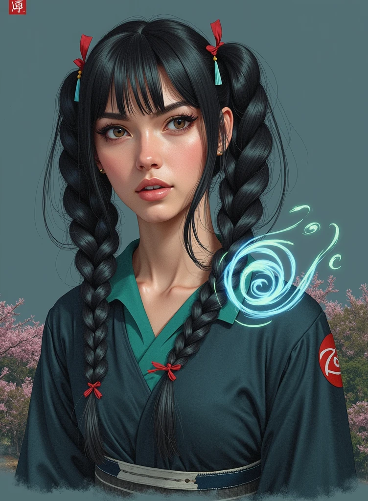 Make Feng Min as an anime character in Naruto style