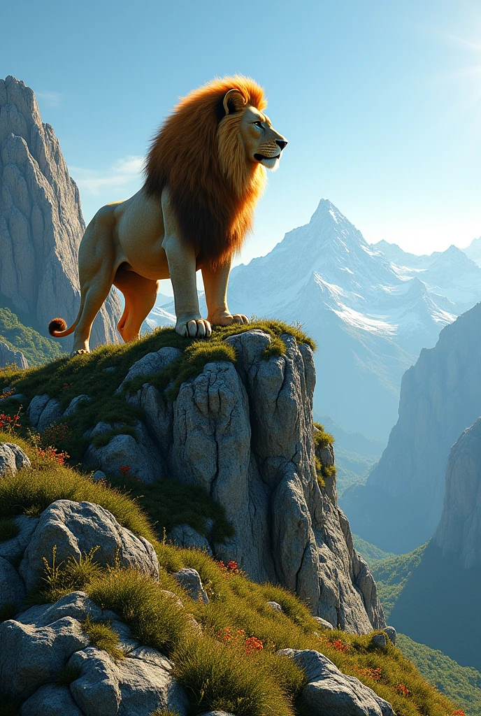 Giant lion in a mountain region