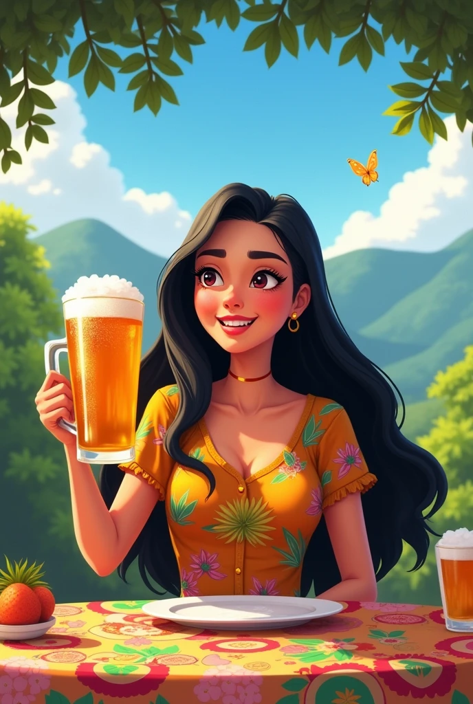 2D animation of Policarpa Salavarrieta with a beer
