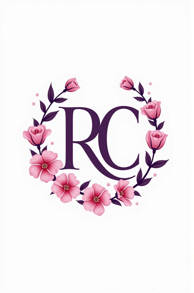 Create a logo with the name RC,for eyelash and nail salon with rose and purple color palette