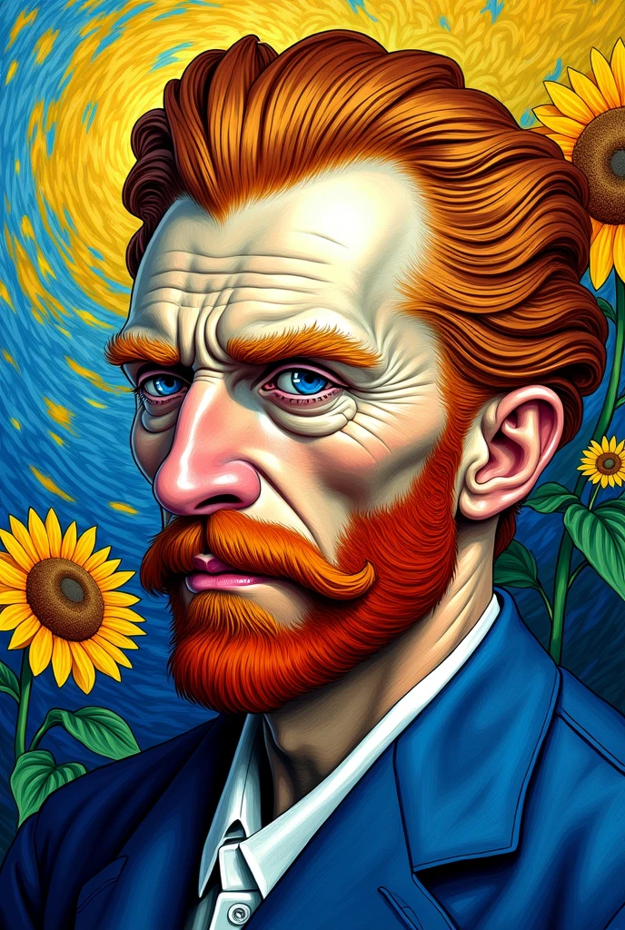 Vincent van Gogh face drawing to color