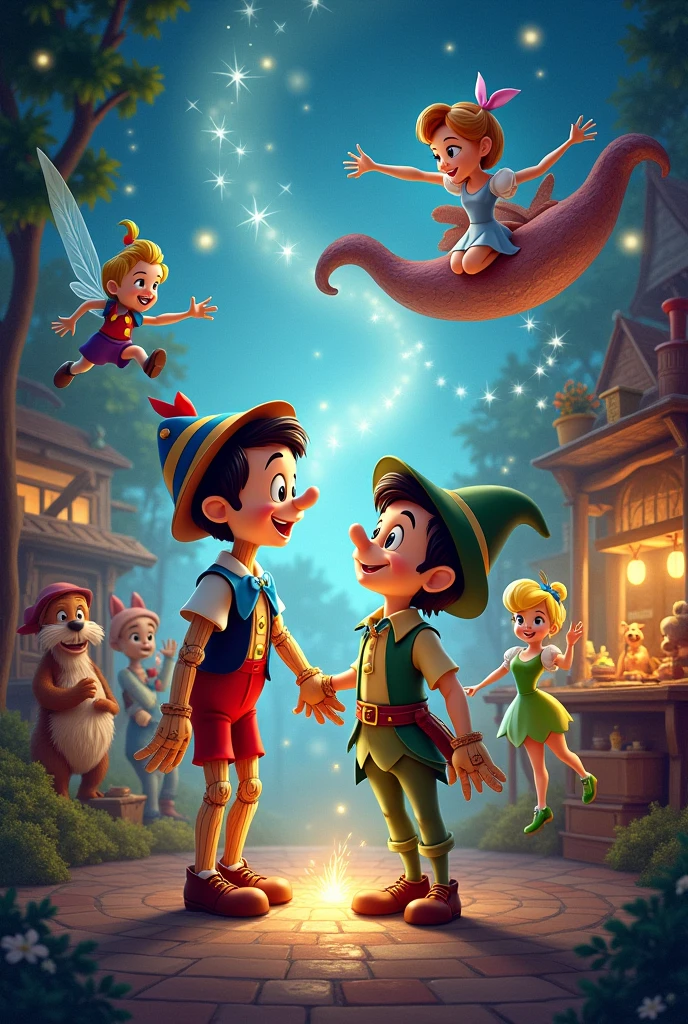 Fais plein de Disney sur la même image, Pinocchio, Pinocchio, Peter Pan, capitaine tous les Disney Disney que tu peux