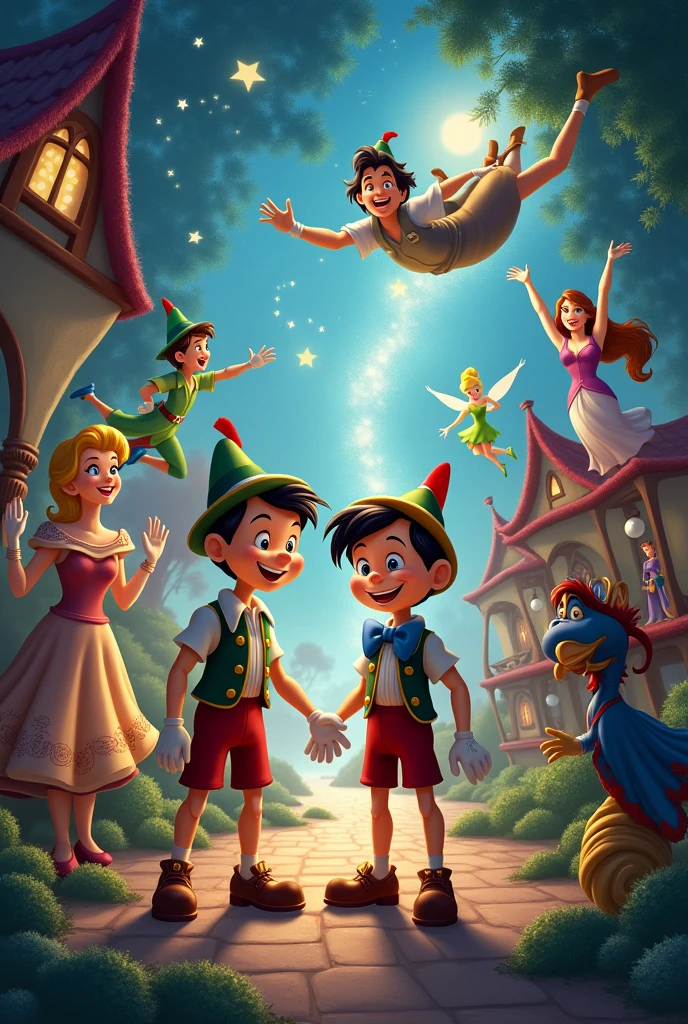 Fais plein de Disney sur la même image, Pinocchio, Pinocchio, Peter Pan, capitaine tous les Disney Disney que tu peux