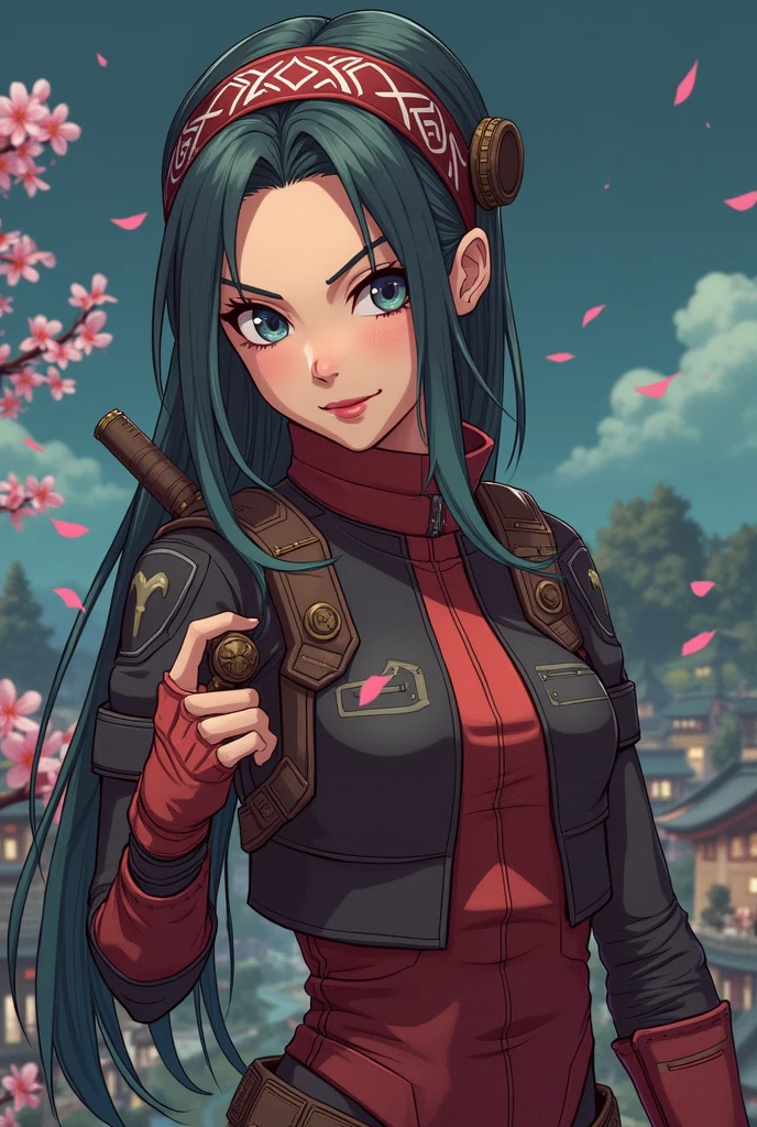 Make Meg Thomas as an anime character in the style of Naruto