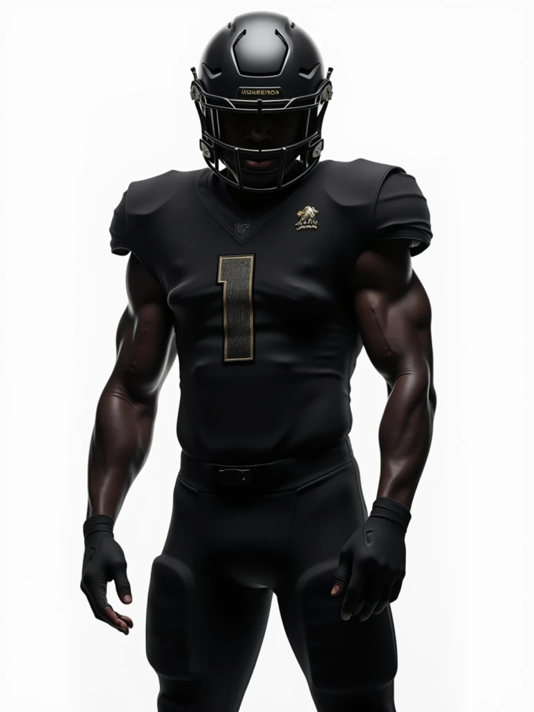 Minimalist all-black football uniform with a train symbol