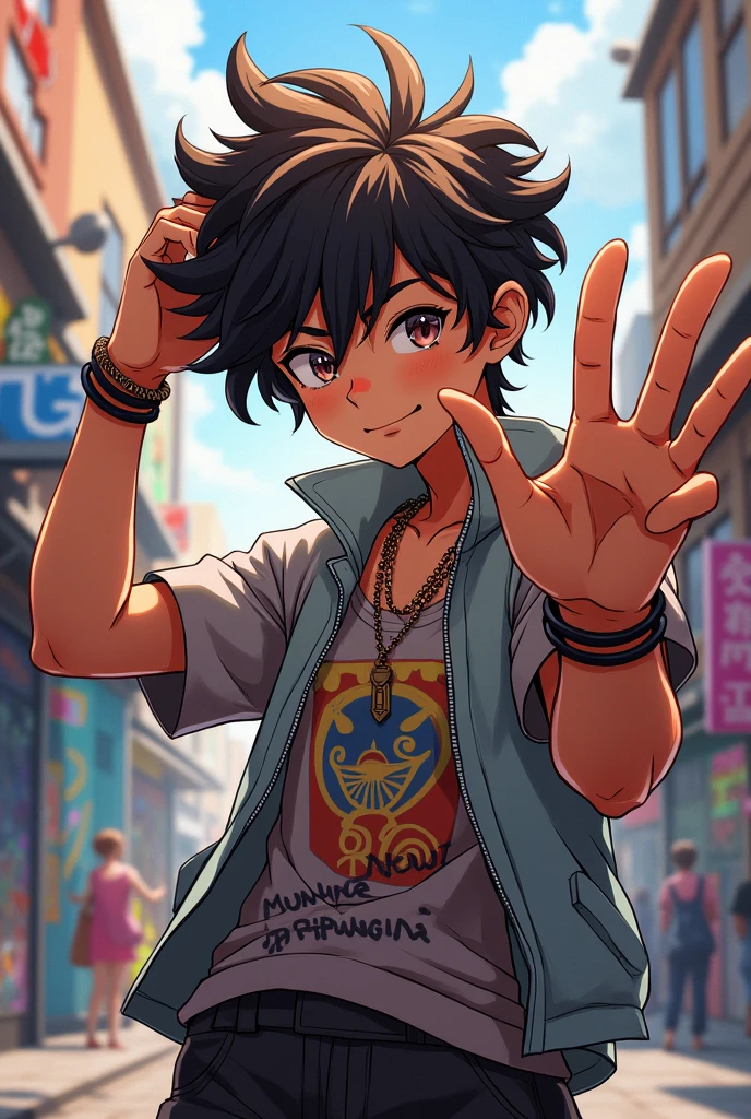 Male anime curly hair boy
