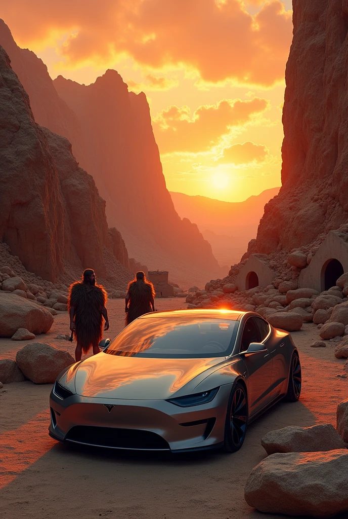 A Tesla car in the Stone Age 
