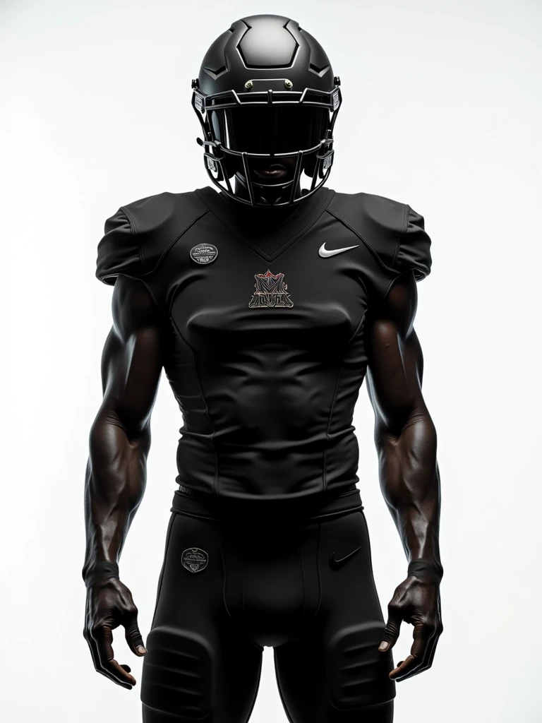 Minimalist all-black football uniform with a train symbol