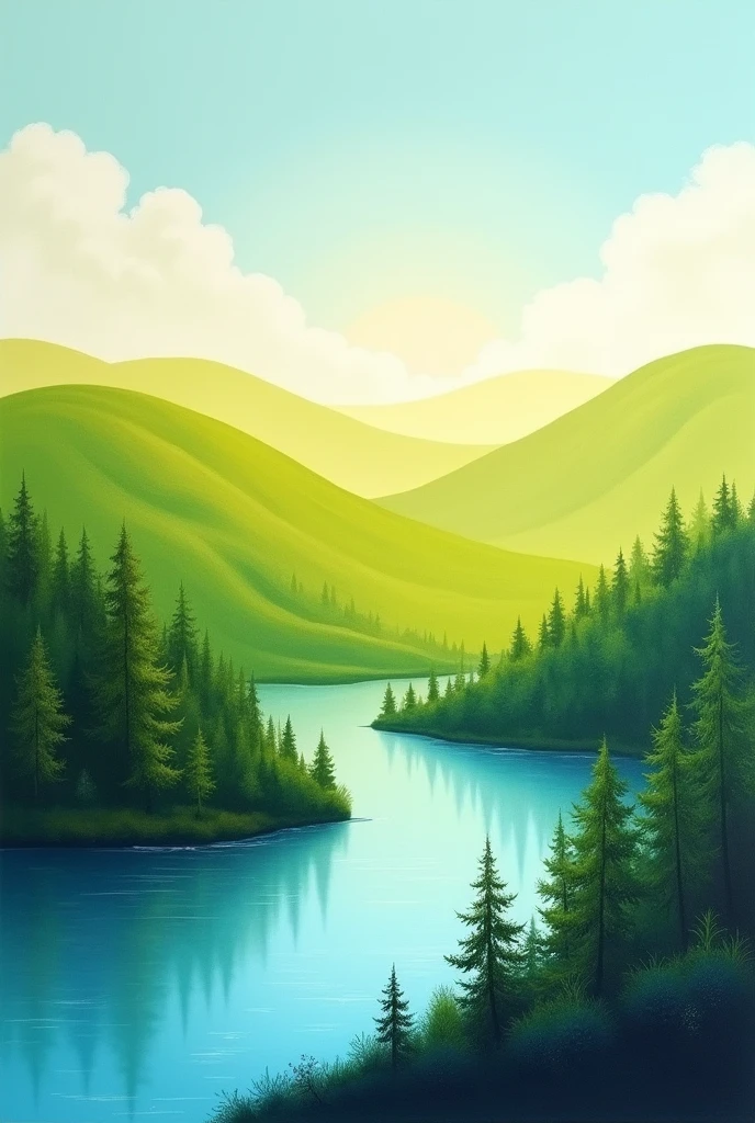 easy drawing of a landscape with additive and subtractive colors