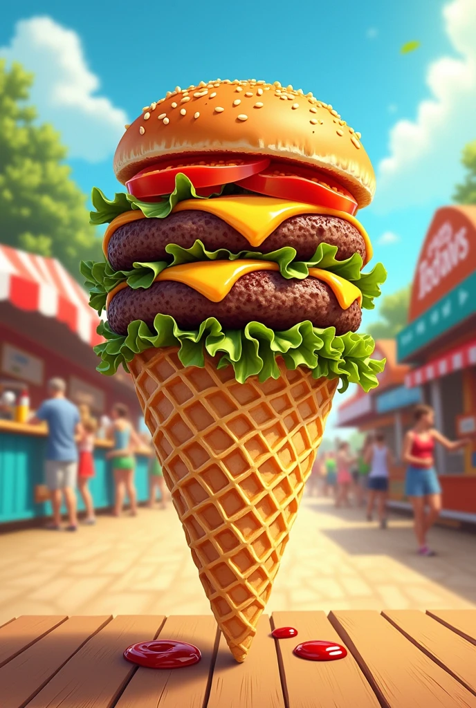 Burger in a cone