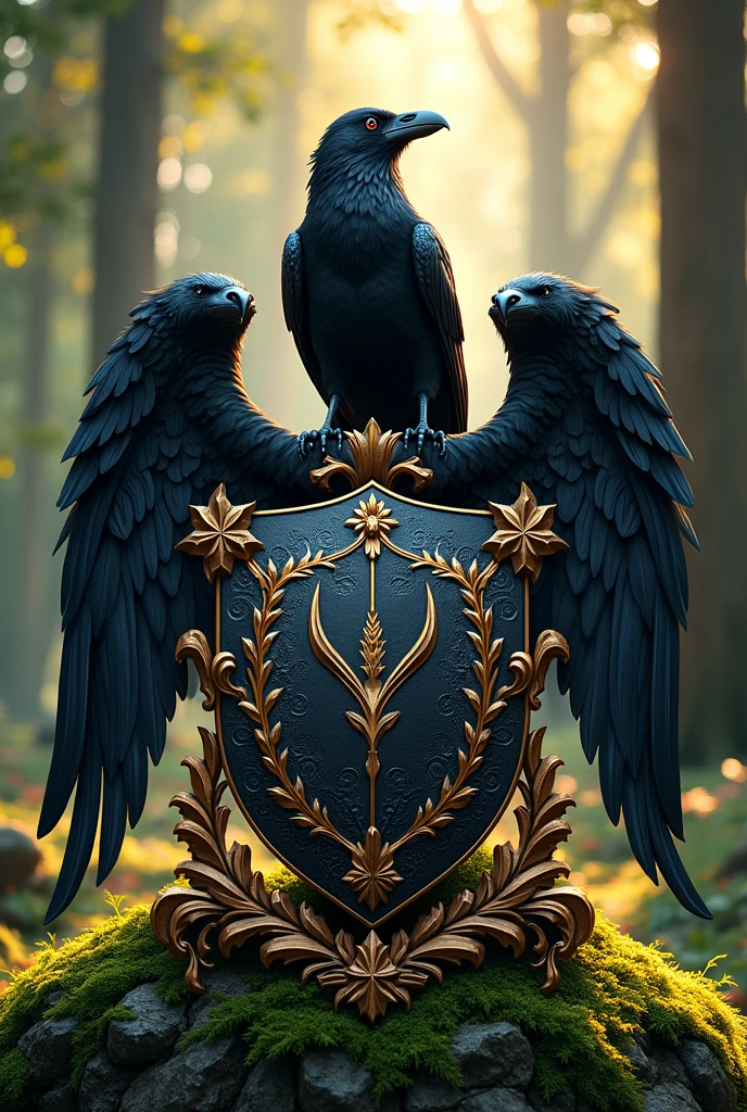 Family crest with a raven and  bear