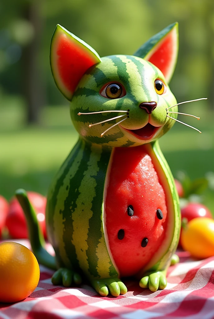 Cat made of watermelon
