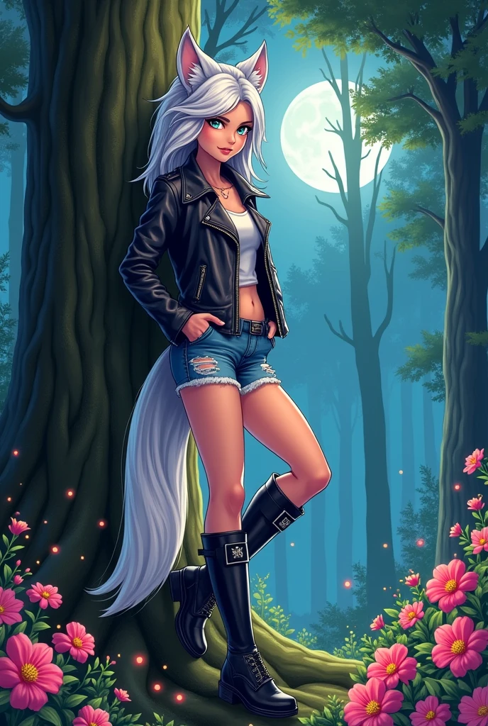 Created a picture of a sexy manga wolf girl