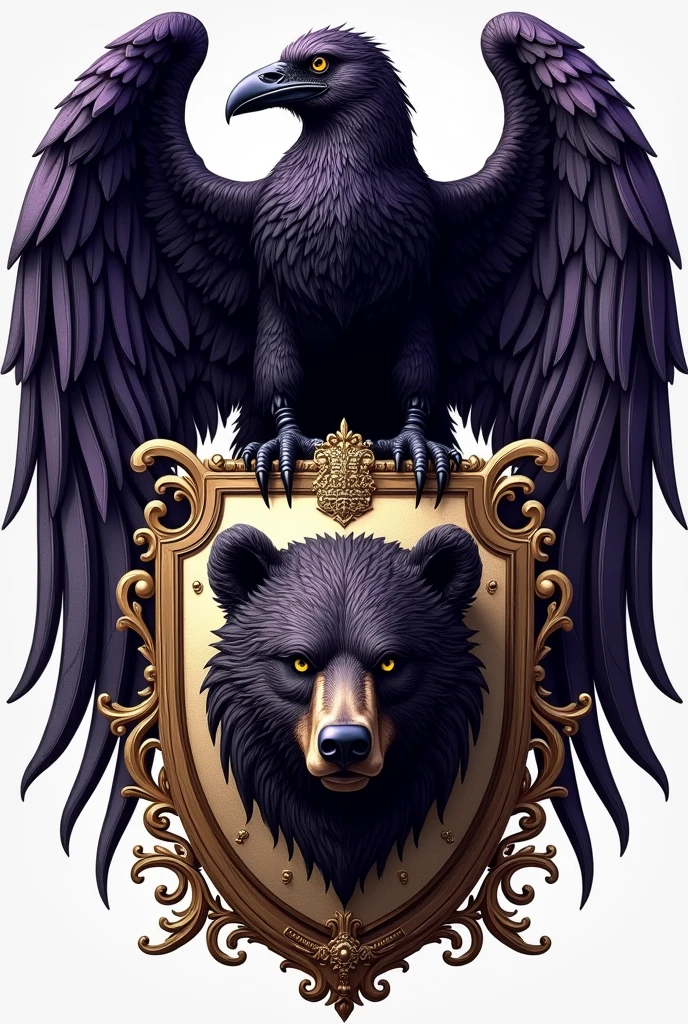Family crest with a raven and bear