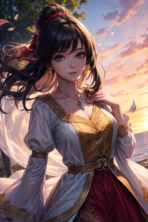 a woman, hair sways in the gentle breeze, incredibly beautiful, best quality, high resolution, ultra detailed, 